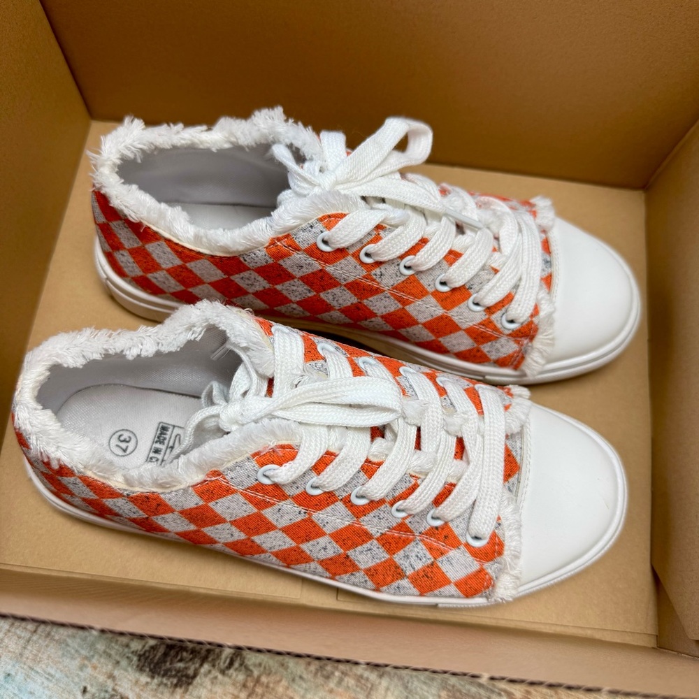 Women’s Fun Checkered Lace-up Shoes |#Z12 - Picture 12 of 14